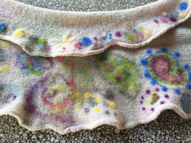 Reverse side of needle-felted scarf